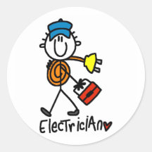 Basic Electrician Tshirts and Gifts Round Stickers