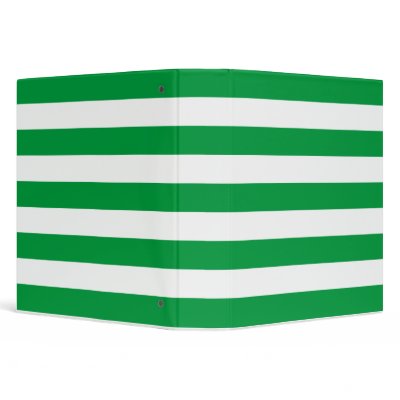 Basic Green and White Stripes Pattern 3 Ring Binder by AbbyCastro