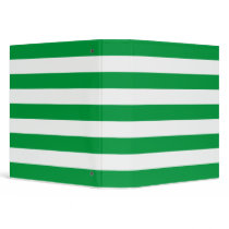 Basic Green and White Stripes Pattern 3 Ring Binder