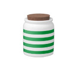 Basic Green and White Stripes Pattern Candy Jars