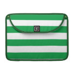 Basic Green and White Stripes Pattern Sleeves For Macbook Pro