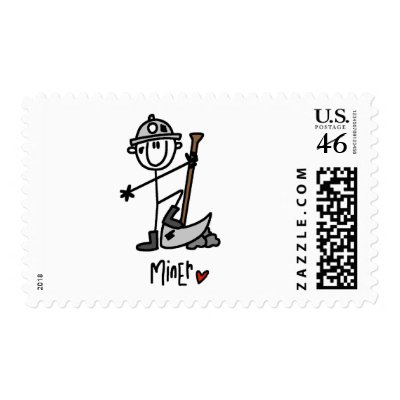 Basic Miner T-shirts and Gifts Postage Stamps by stick_figures