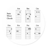 Basic Minor Chords Round Sticker