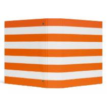 Basic Orange and White Stripes Pattern Binder