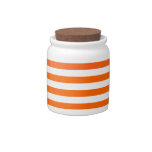 Basic Orange and White Stripes Pattern Candy Jar