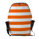 Basic Orange and White Stripes Pattern Messenger Bags