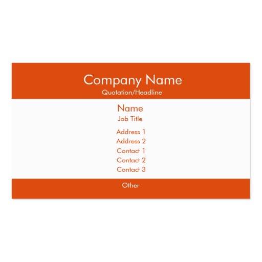 Basic Orange & White Business Cards (front side)