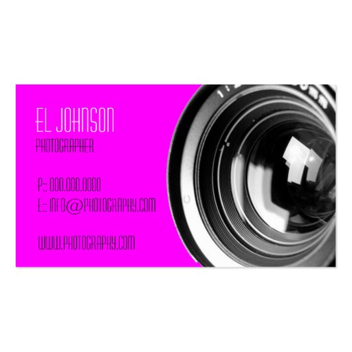 Basic Photography Business Card (Magenta) (front side)