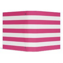 Basic Pink and White Stripes Pattern 3 Ring Binders