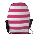 Basic Pink and White Stripes Pattern Courier Bags