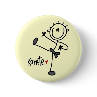 Basic Stick Figure Karate T-shirts and Gifts Button
