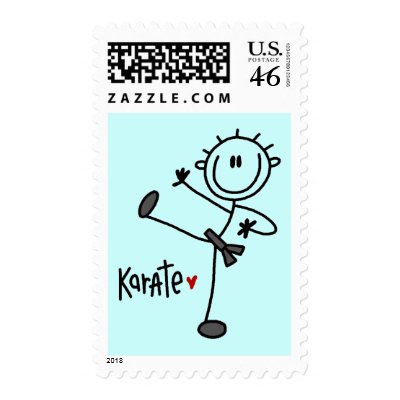Basic Stick Figure Karate T-shirts and Gifts Stamps by stick_figures