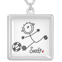 Basic Stick Figure Soccer Player T-shirts and Gift Necklaces