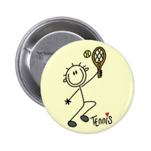 Basic Stick Figure Tennis Tshirts and Gifts Pinback Buttons