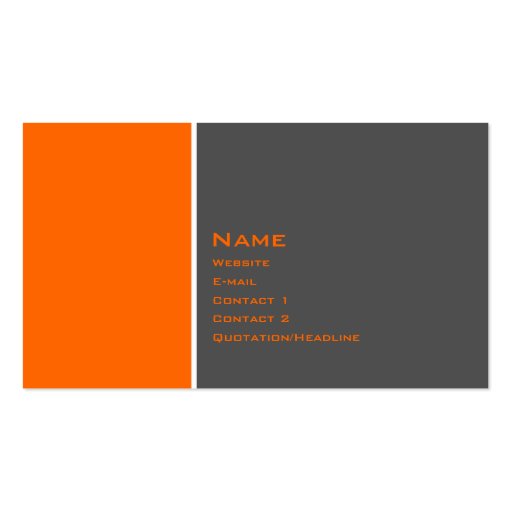 Basic Two Color Orange Business Cards (front side)
