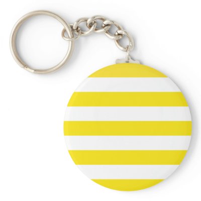Basic Yellow and White Stripes Pattern Key Chains by AbbyCastro