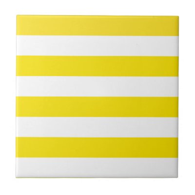 Basic Yellow and White Stripes Pattern Tile by AbbyCastro
