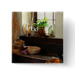 Basket and Plants by Window Buttons