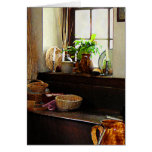 Basket and Plants by Window Greeting Cards