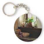 Basket and Plants by Window Key Chain