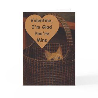 Basket Case Cat Valentine Greeting card