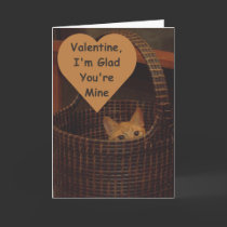 Basket Case Cat Valentine Greeting cards