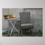 Basket chair and plants print