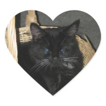 Basket Kitten Heart Sticker