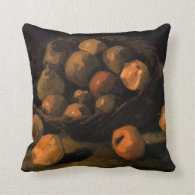 Basket of Apples by Vincent van Gogh. Throw Pillows