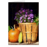 Basket of Asters With Pumpkin and Gourd Greeting Card