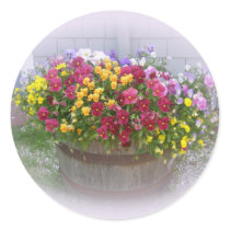 Basket of Blossoms Round Stickers