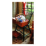 Basket of Cloth and Yarn on Chair Custom Photo Card