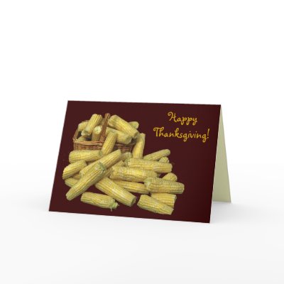 Basket of Corn Thanksgiving Card by Bebops