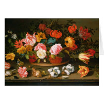 Basket of flowers, 1625 card