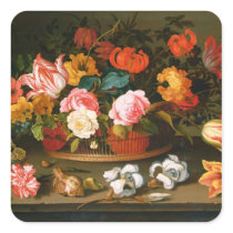 Basket of flowers, 1625 square sticker