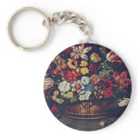 Basket Of Flowers By Linard Jaques (Best Quality) Key Chains