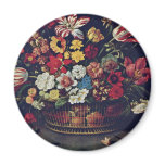 Basket Of Flowers By Linard Jaques (Best Quality) Magnet