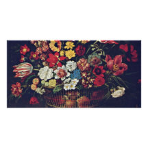 Basket Of Flowers By Linard Jaques (Best Quality) Photo Card