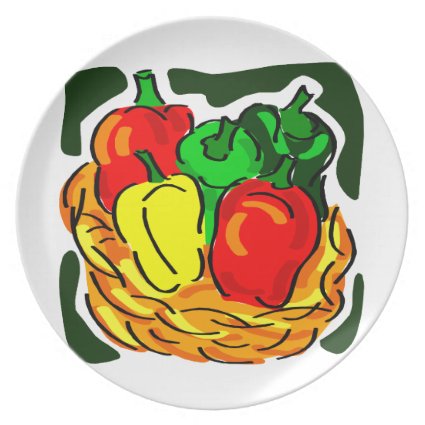 Basket of peppers diff colours graphic party plates