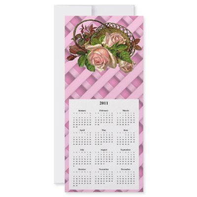 Basket of Pink RosesTelephone and Calender card Full Color Rack Card by Lynnes_creations