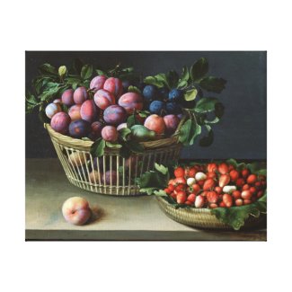 Basket of Plums and Basket of Strawberries, 1632 wrappedcanvas