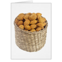 Basket of unshelled almonds greeting cards