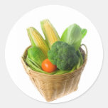 Basket of vegetables round sticker