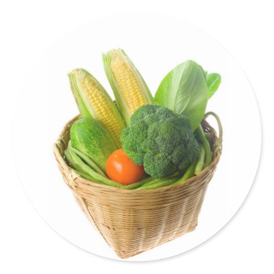 Basket of vegetables round sticker by joxxxxjo