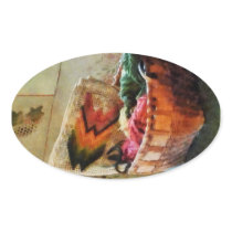 Basket of Yarn and Tapestry Oval Stickers