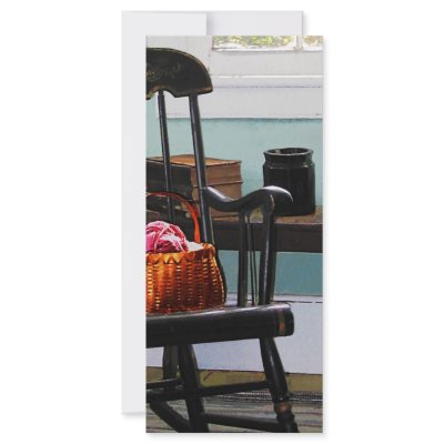 Basket of Yarn on Rocking Chair Rack Card Template by SusanSavad