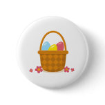 Basket with Easter eggs and flowers button