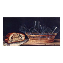 Basket With Glass Pie And A Letter By Stoskopff Custom Photo Card