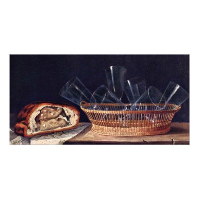 Basket With Glass Pie And A Letter By Stoskopff Custom Photo Card by Artcollection