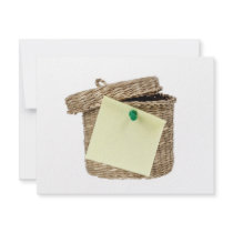 Basket with sticky note personalized invite